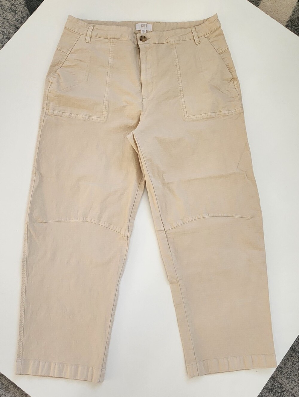 KUT from the Kloth Ashton High Rise Barrel Leg Pants Tan Beige Size 12
